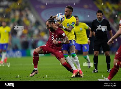 Lusail Qatar 24th Nov 2022 L To R Nemanja Gudelj Srb Neymar