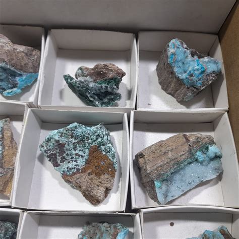 Wm One Box Of Chrysocolla Mineral Specimens From Congo