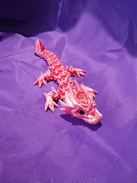 Rose Dragon Nature Dragon Flower Dragon Articulating Fidget Toy 3d