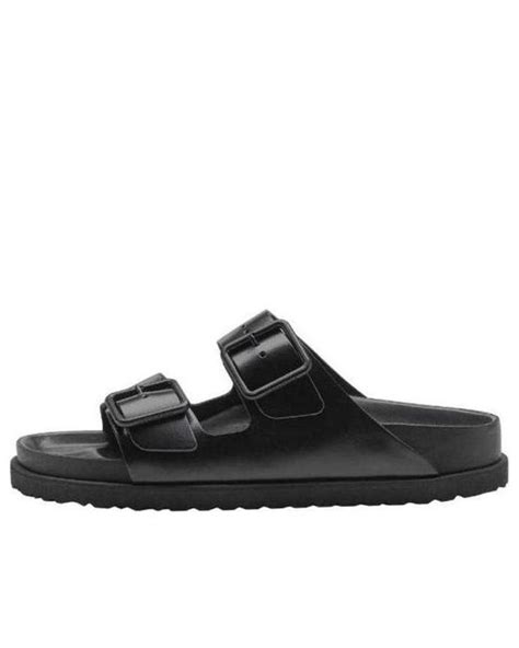 Birkenstock Arizona Double Buckle Slip On Leather Sandals In Black For Men Lyst