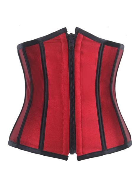 Burvogue Reversible Wear Red Satin Waist Training Steel Boned Corset