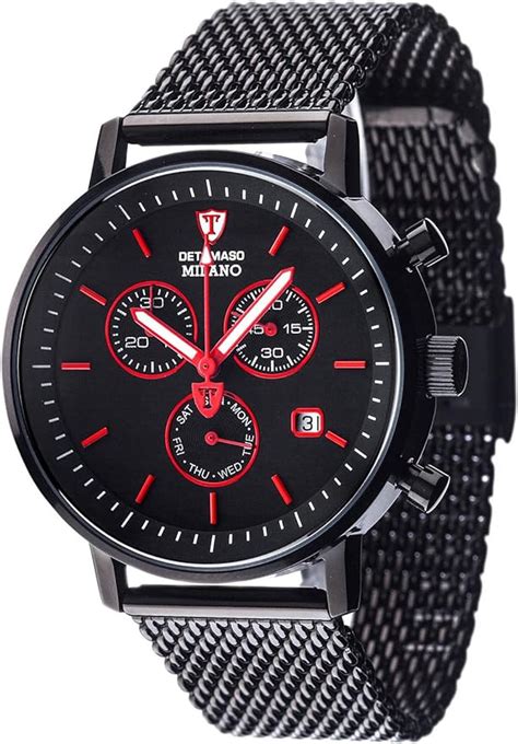 DETOMASO MILANO Herren Armbanduhr Chronograph Analog Quarz Schwarzes