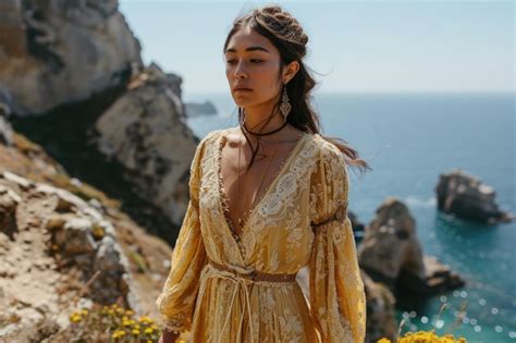 Premium Ai Image Captivating Elegance A Latina Woman Adorned In Authentic Midcentury And