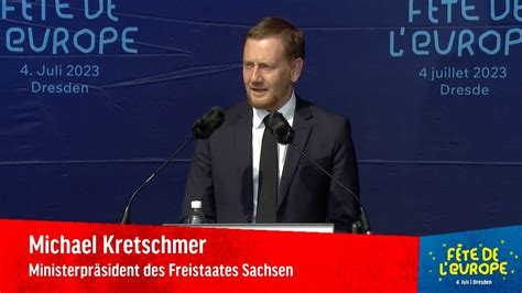 Europäisches Jugendfest Fête de lEurope Rede Kretschmer YouTube