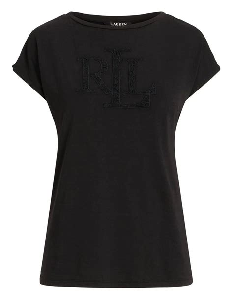 Lauren Ralph Lauren Logo Cotton Blend Jersey Tee In Black Myer