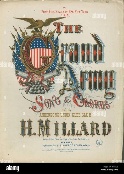 Sheet music cover image of the song 'The Grand Army Song and Chorus ...