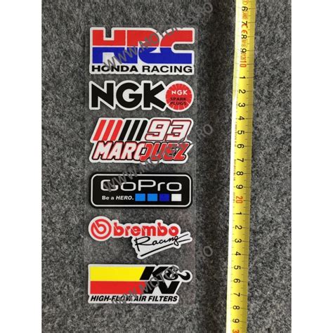 Set Autocolant Stickere Pentru Moto Atv Hrc Honda Racing Gopro Ngk