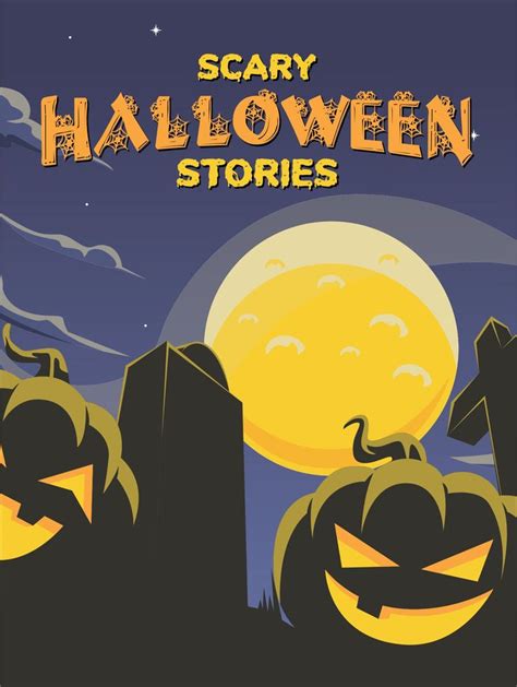 Scary Halloween Stories With Pumpkins And Bats In Front Of A Full Moon