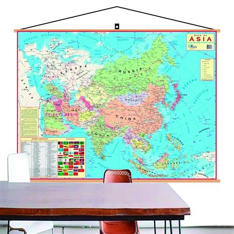 Mapa Ásia Banner Laminado Gigante 120x90cm Atual Shopee Brasil