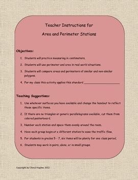 Area And Perimeter Stations By Cheryl Hughes TPT