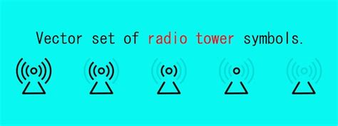 Conjunto vectorial de símbolos de torre de radio conjunto de iconos de