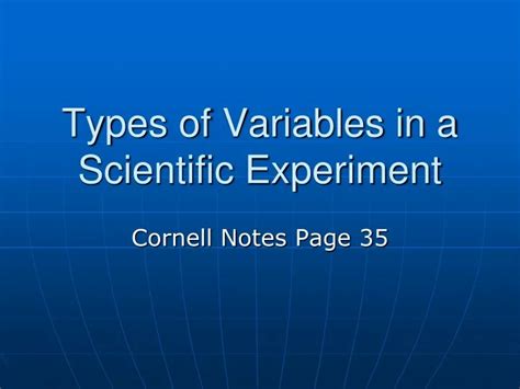 PPT - Types of Variables in a Scientific Experiment PowerPoint ...