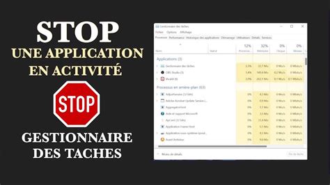 Stop une application en cours d exécution gestionnaire des taches