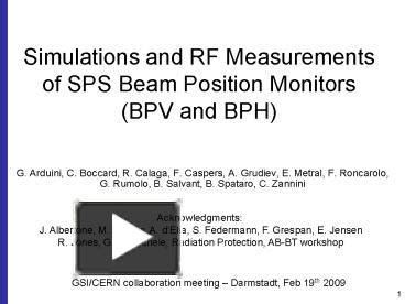 Ppt Simulations And Rf Measurements Of Sps Beam Position Monitors