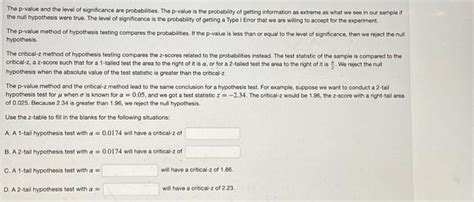 Solved The p-value and the level of significance are | Chegg.com