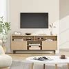 Fluted Tv Stand For 70 Inch, Modern Entertainment Center With Storage And Sliding Doors, Wood ...