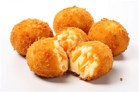 Bolas De Arroz Arancini Con Zanahorias Y Queso Sobre Fondo Blanco