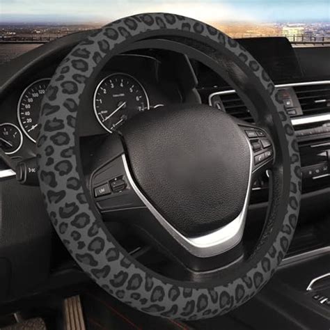 Amazon Black Leopard Print Steering Wheel Cover Universal 14 5 15