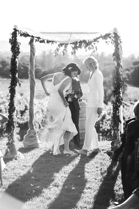 Outdoor Pink Mint And Ivory Same Sex Wedding