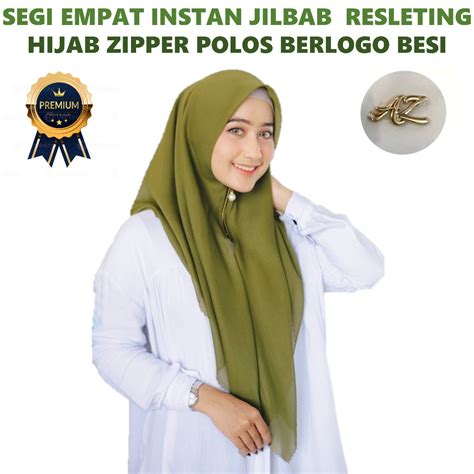 Jual SEGI EMPAT INSTAN JILBAB RESLETING HIJAB ZIPPER POLOS Shopee