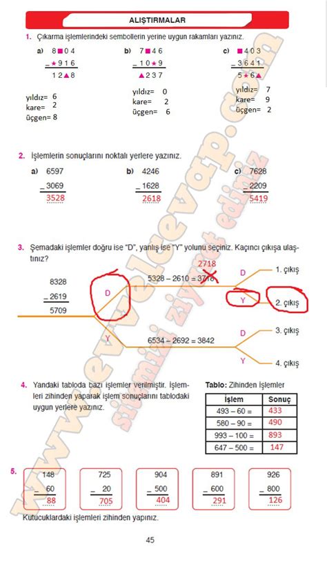 4 Sinif Matematik Ders Kitabi Sayfa 45 Cevaplari Ata Yayinlari Nkadin