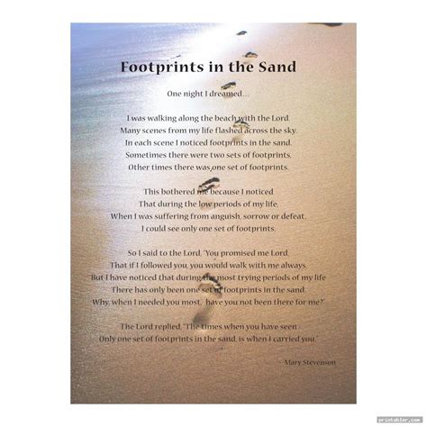 Footprints In The Sand Version Printable