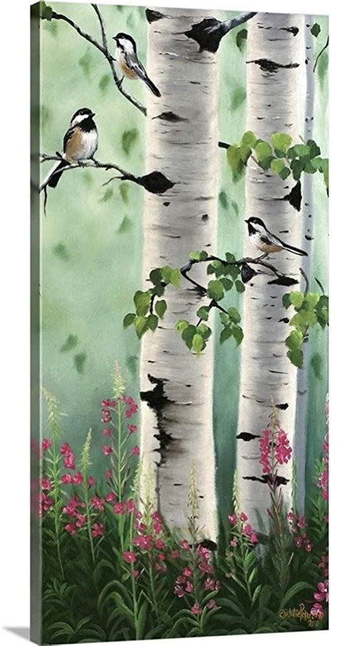 Greatbigcanvas Chickadees In The Birch Trees Canvas Wall Art Print Bird Home Decor