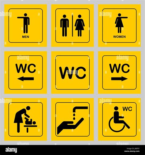 Wc Toilet Door Plate Icons Set Men And Women Wc Sign For Restroom