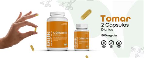 BULK SUPERFOODS Curcuma Organica 100 Natural 60 Capsulas 500 Mg C