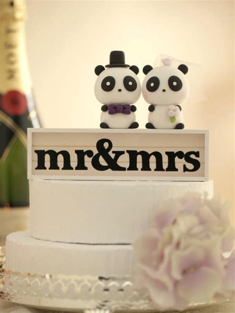 Panda Wedding Cake Topper K927 Panda Tekening Bruiloft Traktaties