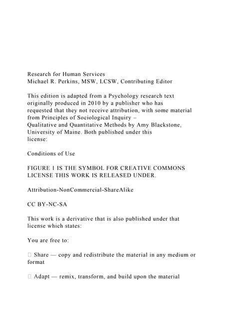 Research For Human Services Michael R Perkins Msw Lcsdocx