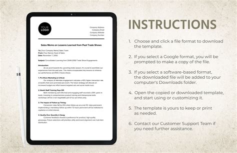 Sales Memo On Lessons Learned From Past Trade Shows Template In Word