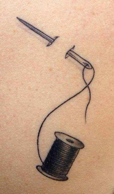 One Of My New Tattoos A Spool Of Thread And Sewing Needle On The Right