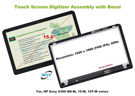 156 Inch Fhd Lcd Led Touch Screen Digitizer Assembly With Bezel For Hp