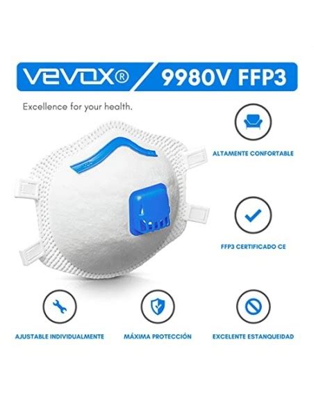 VEVOX Mascarillas FFP3 Caja De 5 10 O 20 Con Sellado Comfort Plus