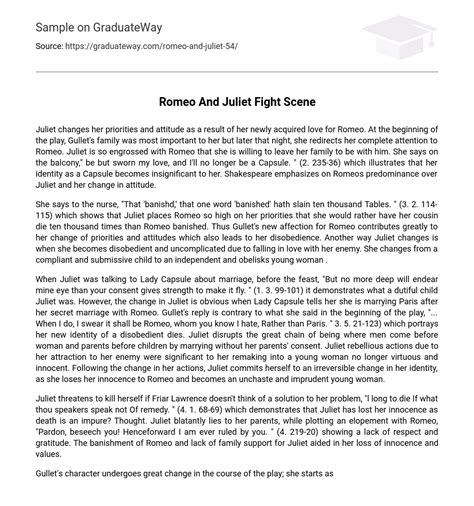 ⇉Romeo And Juliet Fight Scene Essay Example | GraduateWay