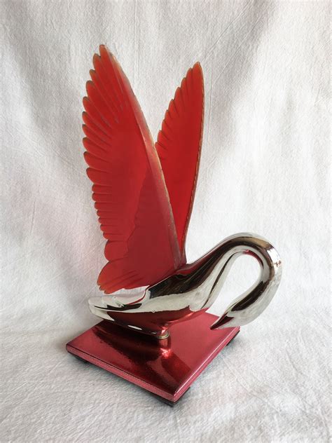 Vintage Packard Swan Hood Ornament 1940s Car Hood Red Wings Etsy