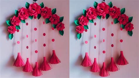 Beautiful Red Paper Flower Wall Hanging/ Paper Crafts For Home ...