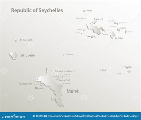 Seychelles Map with Names of Seychelles Islands, Effect 3D Paper ...