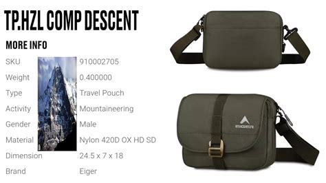 EIGER TP HZL COMP DESCENT OLIVE 3L 910002705 TRAVEL POUCH EIGER