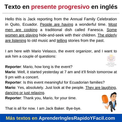 Texto En Presente Progresivo En Ingl S