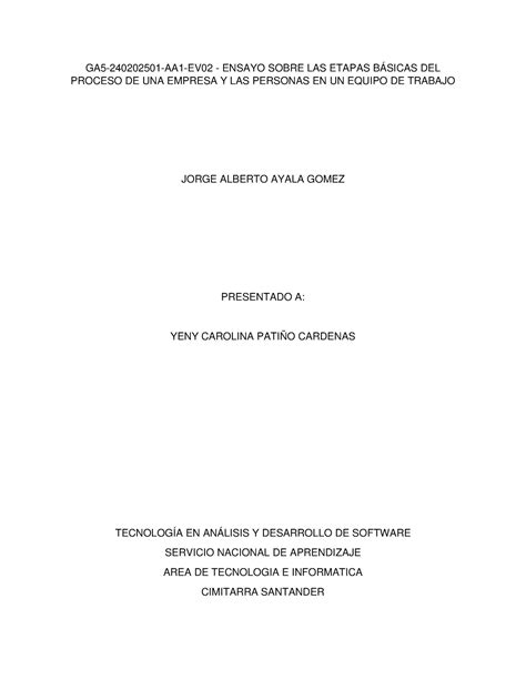 GA5 240202501 AA1 EV02 Ensayo Sobre LAS Etapas Básicas DEL Proceso DE