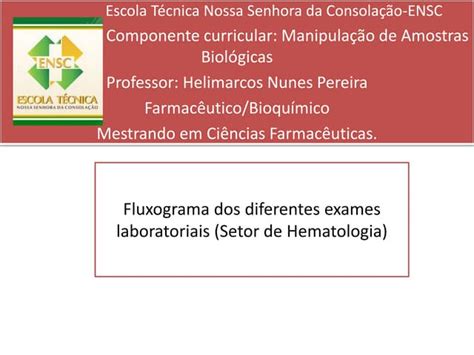 Aula 2 Fluxograma Dos Diferentes Exames Laboratoriais Setor De