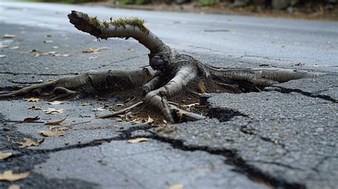 Tree Root Cracking An Asphalt Background Root Tree Sidewalk