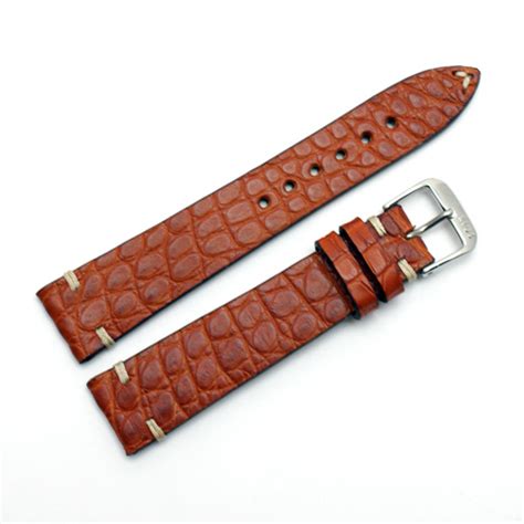 Rios Royal Brown Watch Strap Stitched Matt Alligator Skin Mm