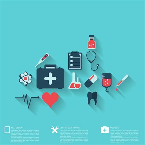 Premium Vector Abstract Medical Background With Flat Web Icons