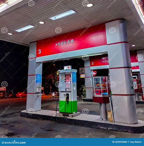 Gas Station At Night In Jakarta Editorial Stock Photo Image Of Asia