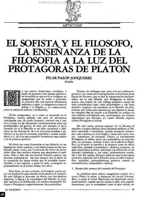 PDF EL SOFISTA Y EL FILOSOFO LA ENSEÑANZA DE LA fgbueno es bas pdf