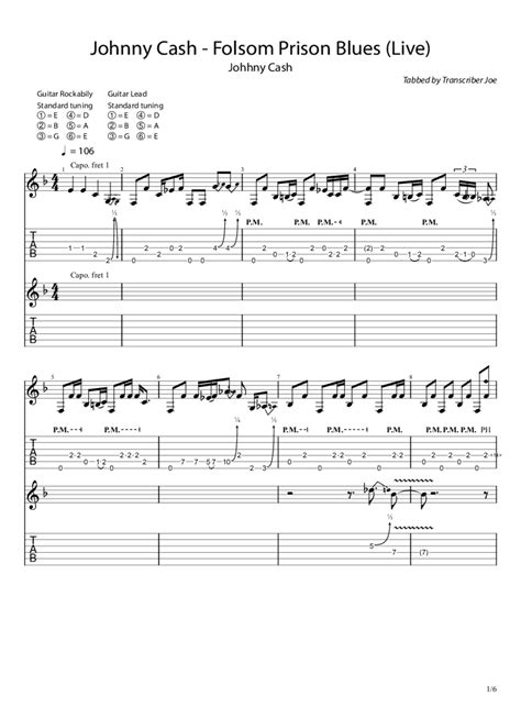 Folsom Prison Blues Live Chords And Tabs Johnnycash