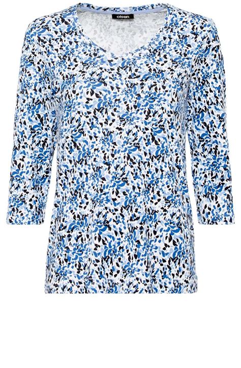 Olsen Cobalt Blue Patterned Top T Shirts And Tops From Shirt Sleeves Uk